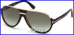 NWT Tom Ford Dimitry FT0334 56K Shiny Dk Havana Rose Gold Green 59 Sunglasses