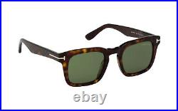 NWT Tom Ford FT 0751 Dax 52N DARK HAVANA/GREEN Square 50MM Sunglasses
