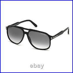 NWT Tom Ford Raoul FT0753 01B Shiny Black/Gray Gradient 62 mm Sunglasses NEW