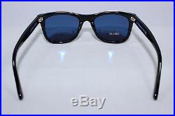 New AUTHENTIC TOM FORD LEO TF9336-01V Shiny Black / Solid Blue Sunglasses