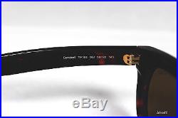 New Authentic TOM FORD CAMPBELL TF198-56J Dark Havana / Brown Sunglasses
