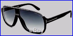 New Authentic Tom Ford Elliot FT0335 02W matte black Aviator Sunglasses w case