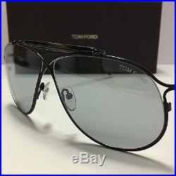 New Authentic Tom Ford Tom N. 6 01C Private Collection Shiny Black/Smoke Aviator