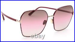 New TOM FORD Claudia-02 TF839 69F Burgundy Sunglasses 62-16-140mm B60mm Italy