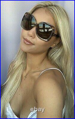New Tom Ford 63mm Havana Oversized Butterfly Women's Sunglasses