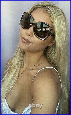 New Tom Ford 63mm Havana Oversized Butterfly Women's Sunglasses