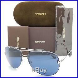 New Tom Ford Brad-02 sunglasses FT0584/S 16V 63mm Shiny Palladium Blue Aviator