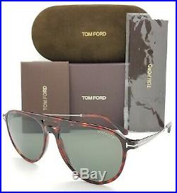 New Tom Ford Carlo-02 sunglasses FT0587 54N 58mm Dark Havana Grey GENUINE Pilot