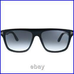 New Tom Ford Cecilio-02 TF 628 01B Black Plastic Sunglasses Grey Gradient Lens