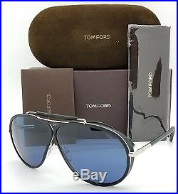 New Tom Ford Cedric sunglasses FT0509/S 02V 65mm Black Blue AUTHENTIC Aviator