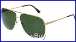 New Tom Ford Dominic FT 0451 28N Men Gold Metal Green Pilot Sunglasses