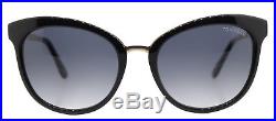 New Tom Ford Emma TF 461 05W Black Gold Plastic Sunglasses Grey Gradient Lens