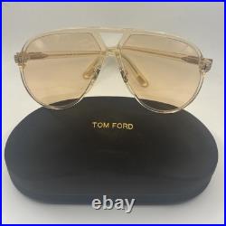 New Tom Ford FT1061 45E Shiny Transparent Brown/Brown 64-13-140 Sunglasses