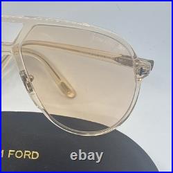 New Tom Ford FT1061 45E Shiny Transparent Brown/Brown 64-13-140 Sunglasses