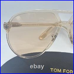 New Tom Ford FT1061 45E Shiny Transparent Brown/Brown 64-13-140 Sunglasses