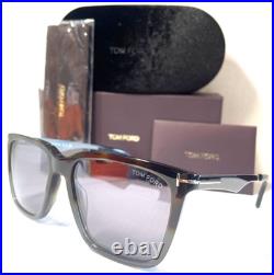 New Tom Ford Garrett Tf862 56c Havana Gunmetal/blue Grey Lens Sunglasses 56-17