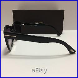New Tom Ford Greta TF 431 01Z Shiny Black/Gray Gradient Women's Sunglasses