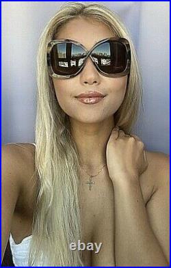 New Tom Ford Havana Oversized Butterfly Women's Sunglasses