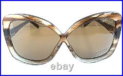 New Tom Ford Havana Oversized Butterfly Women's Sunglasses
