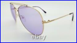 New Tom Ford Indiana sunglasses FT0497 28Y 58mm Rose Gold Violet GENUINE Aviator