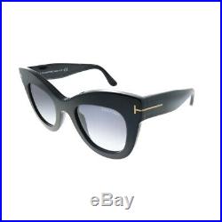 New Tom Ford Karina-02 TF 612 01B Black Plastic Sunglasses Grey Gradient Lens