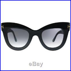New Tom Ford Karina-02 TF 612 01B Black Plastic Sunglasses Grey Gradient Lens
