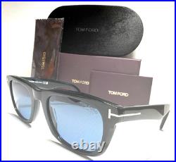 New Tom Ford Kendel Tf1076 01m Shiny Black /blue Polarized Lens Sunglasses 54-22