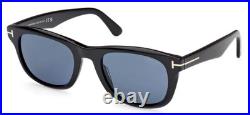 New Tom Ford Kendel Tf1076 01m Shiny Black /blue Polarized Lens Sunglasses 54-22