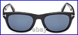 New Tom Ford Kendel Tf1076 01m Shiny Black /blue Polarized Lens Sunglasses 54-22