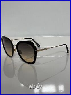 New Tom Ford Kenyan TF792 01B Black Gold Woman's Gradient Tint Sunglasses 54mm