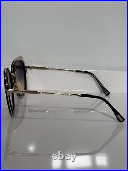 New Tom Ford Kenyan TF792 01B Black Gold Woman's Gradient Tint Sunglasses 54mm