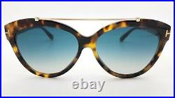 New Tom Ford Livia sunglasses FT0518 56W 58mm Light Havana Blue Gradient GENUINE