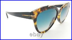 New Tom Ford Livia sunglasses FT0518 56W 58mm Light Havana Blue Gradient GENUINE