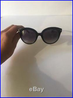 New Tom Ford Monica TF 429 03W Shiny Black Crystal Gradient Round Sunglasses