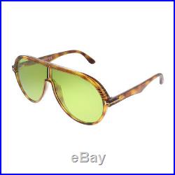 New Tom Ford Montgomery-02 TF 647 53N Crystal Havana Sunglasses Green Lens