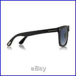New Tom Ford Morgan Sunglasses FT0513 01W Shiny Black Blue Gradient Lens 57mm