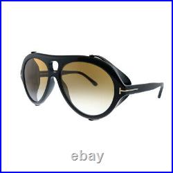 New Tom Ford Neughman TF 882 01B Black Plastic Sunglasses Orange Gradient Lens