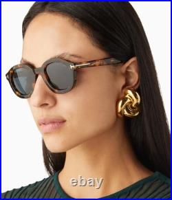 New Tom Ford Raffa Tf1100 52v Spotted Havana/blue Lens Authentc Sunglasses 46-25