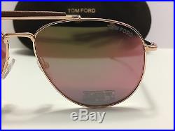 New Tom Ford Sean TF 536 28Z Rose Gold/Light Violet Mirror Women Aviator