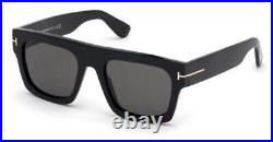 New Tom Ford Square Sunglasses FT0711 01A Shiny Black 53mm