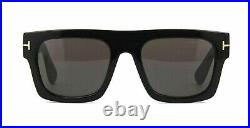 New Tom Ford Square Sunglasses FT0711 01A Shiny Black 53mm