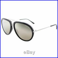 New Tom Ford Stacy TF452 01C 57 Shiny Black Plastic Sunglasses Brown Mirror Lens