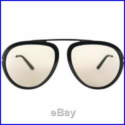 New Tom Ford Stacy TF452 01C 57 Shiny Black Plastic Sunglasses Brown Mirror Lens