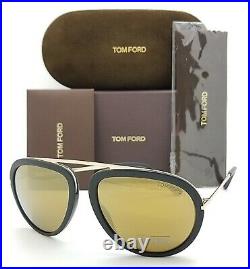 New Tom Ford Stacy sunglasses FT0452 02G 57mm Black Gold Mirror GENUINE Aviator