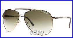 New Tom Ford Sunglasses Men Aviator TF 378 Gold 28J Rick 62mm TF378