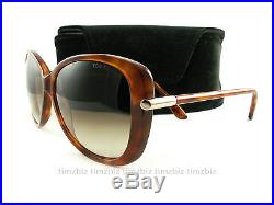 New Tom Ford Sunglasses TF 324 Linda 56F Light Havana FT0324/S Authentic