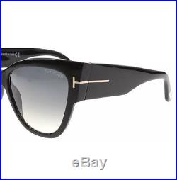 New Tom Ford Sunglasses TF 371 Anoushka Black 01B 57mm Women Cateye Italy withCase