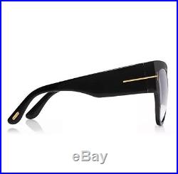 New Tom Ford Sunglasses TF 371 Anoushka Black 01B 57mm Women Cateye Italy withCase