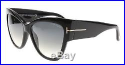 New Tom Ford Sunglasses Women Cat eye TF 371 Black 01B Anoushka 57mm