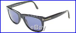 New Tom Ford TF 336 Leo 01V Black Wayfarer Sunglasses Blue Lens